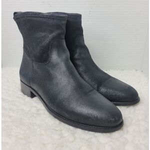 Jimmy Choo Ankle Bootie Women's Size 9 Black Leather Traction Sole Pull On Good